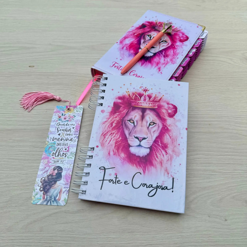 Capa do livro Kit Leão Seja Forte Nvi abas Adesivas Colocadas